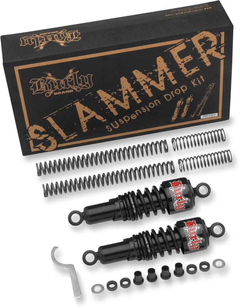 Burly Brand Suspension Kit - Slammer - Black - '04 - '15 XL B28-1001B - Side View