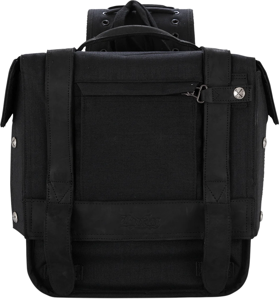 Burly Brand Throw-Over Saddlebag - Black B15-1002B - Back View