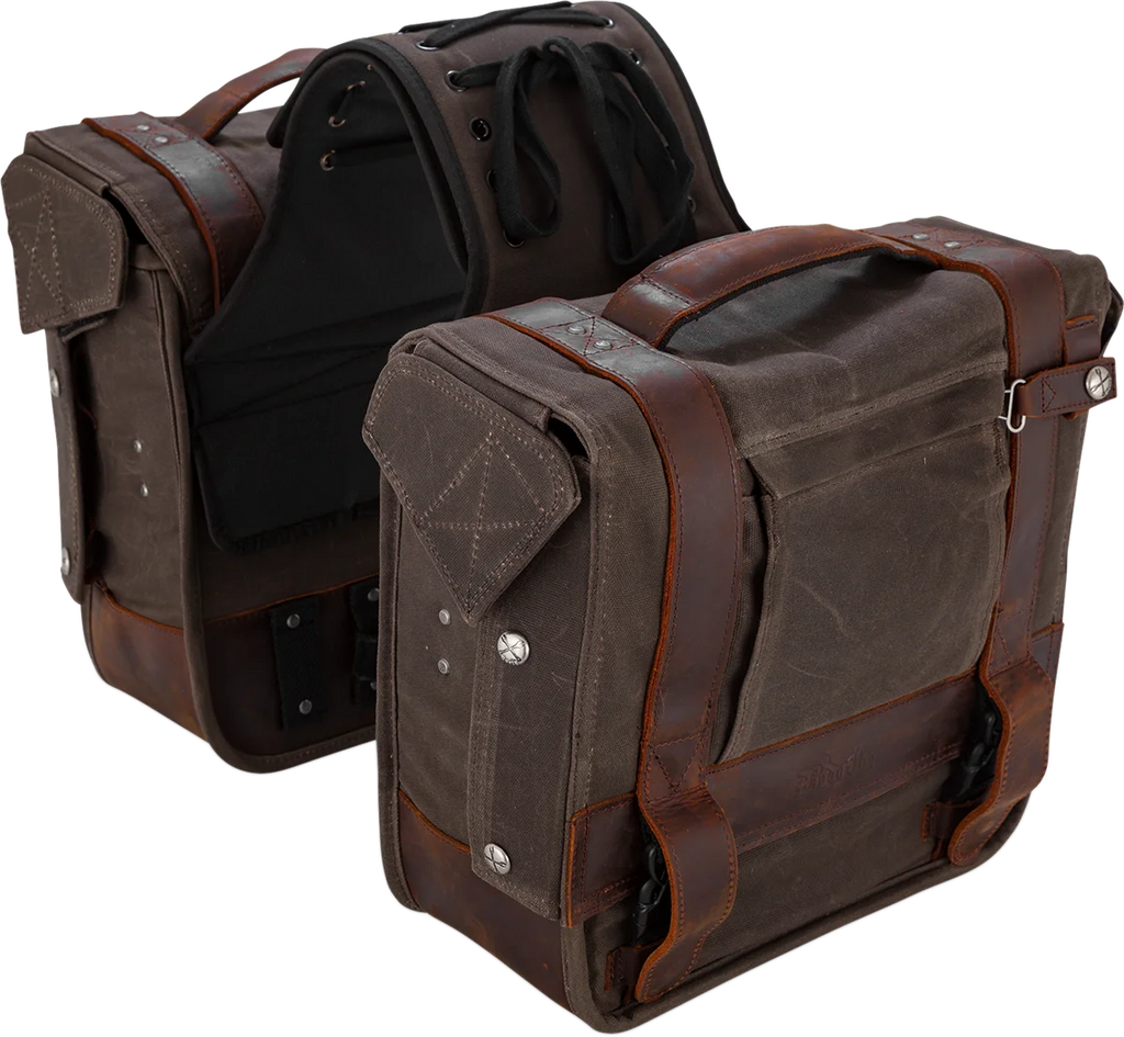 Burly Brand Throw-Over Saddlebag - Dark Oak B15-1002D - Main Product View