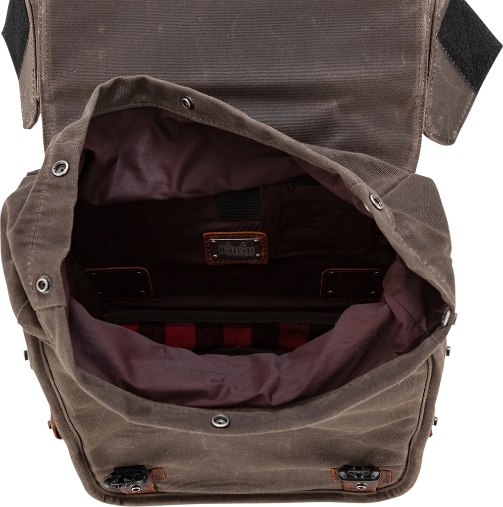 Burly Brand Throw-Over Saddlebag - Dark Oak B15-1002D - Side View