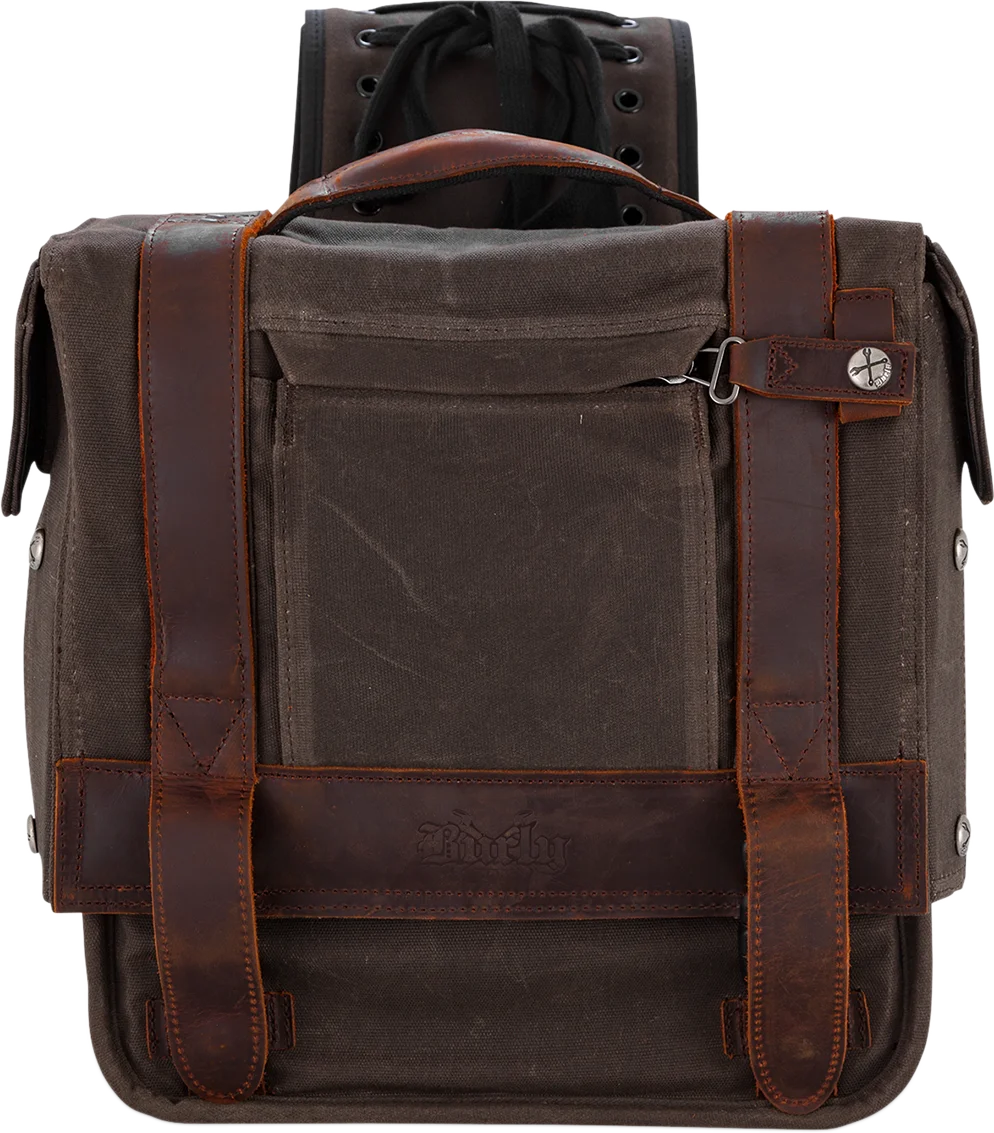 Burly Brand Throw-Over Saddlebag - Dark Oak B15-1002D - Back View