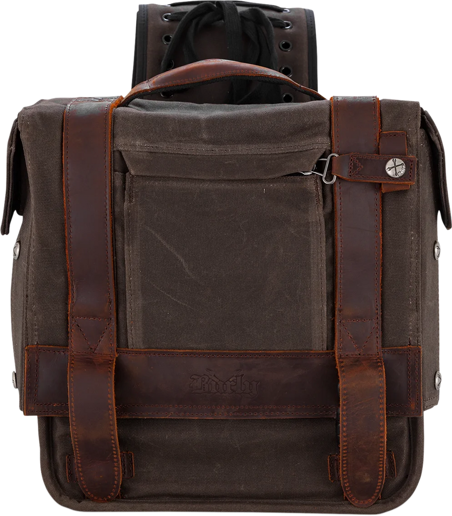 Burly Brand Throw-Over Saddlebag - Dark Oak B15-1002D - Back View