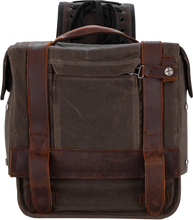 Load image into Gallery viewer, Burly Brand Throw-Over Saddlebag - Dark Oak B15-1002D - Back View