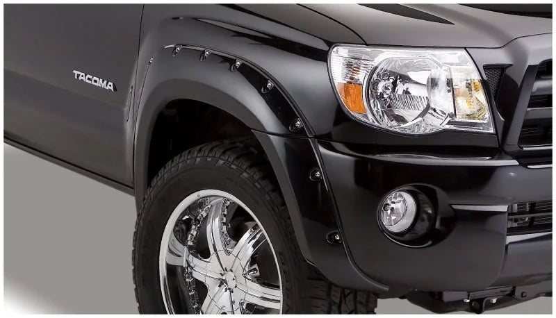 Bushwacker 05-11 Toyota Tacoma Fleetside Pocket Style Flares 4pc 73.5in Bed - Black - Side View