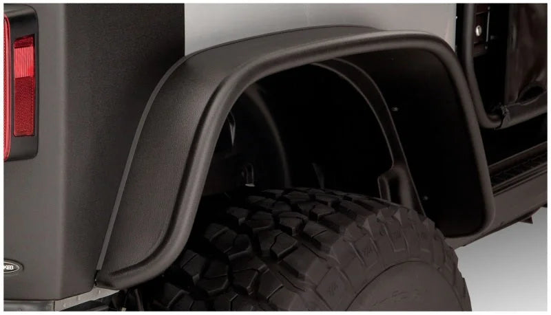Bushwacker 07-18 Jeep Wrangler Flat Style Flares 4pc Fits 2-Door Sport Utility Only - Black - Side View