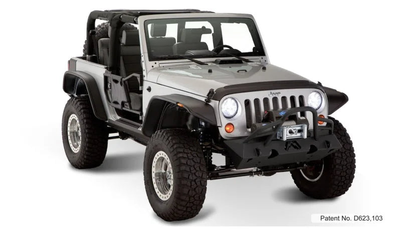 Bushwacker 07-18 Jeep Wrangler Flat Style Flares 4pc Fits 2-Door Sport Utility Only - Black - Installation View