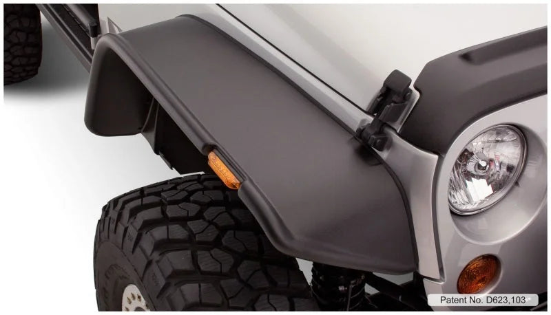Bushwacker 07-18 Jeep Wrangler Flat Style Flares 4pc Fits 2-Door Sport Utility Only - Black - Additional View 5