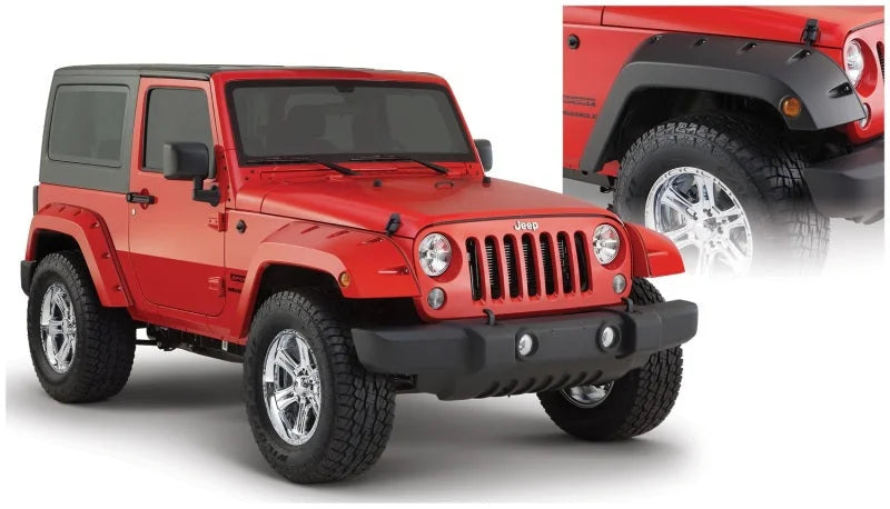 Bushwacker 07-18 Jeep Wrangler Pocket Style Flares 2pc - Black - Main Product View