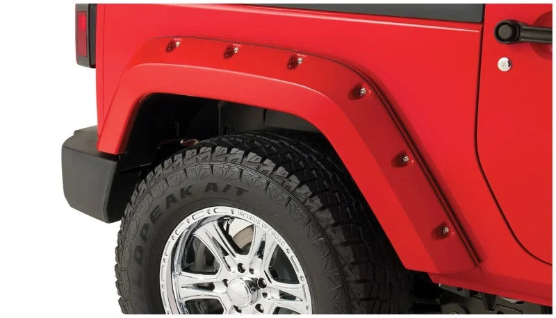 Bushwacker 07-18 Jeep Wrangler Pocket Style Flares 2pc Fits 2-Door Sport Utility Only - Black - Side View