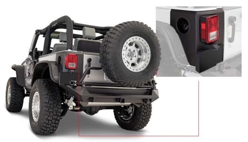 Bushwacker 07-18 Jeep Wrangler Trail Armor Rear Corners - Black - Main Product View