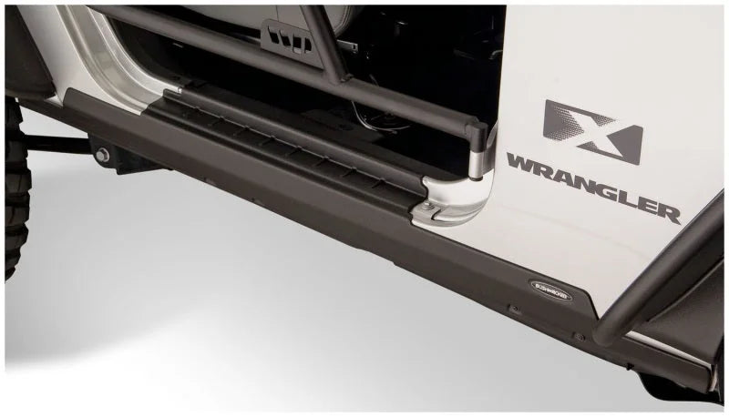 Bushwacker 07-18 Jeep Wrangler Trail Armor Rocker Panel and Sill Plate Cover - Black - Detail View