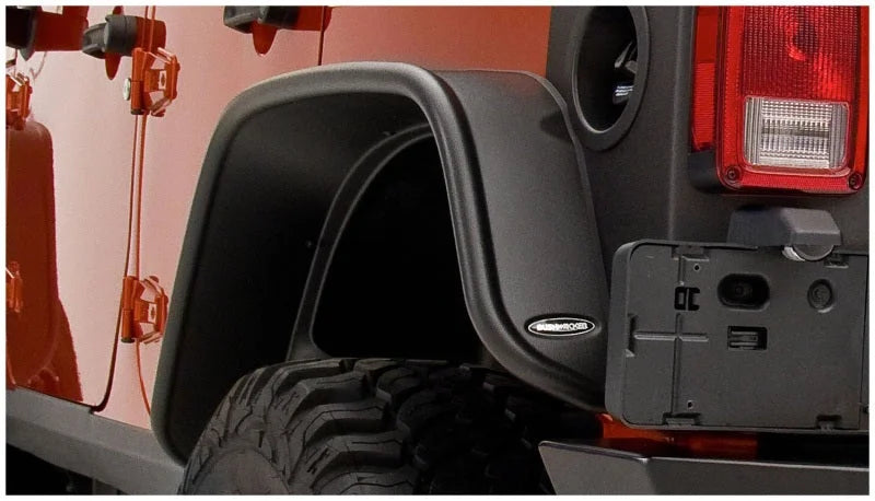 Bushwacker 07-18 Jeep Wrangler Unlimited Flat Style Flares 2pc 4-Door Sport Utility Only - Black - Side View