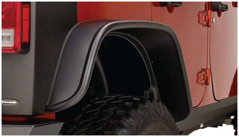 Bushwacker 07-18 Jeep Wrangler Unlimited Flat Style Flares 2pc 4-Door Sport Utility Only - Black - Detail View