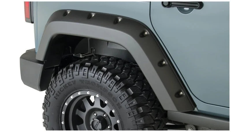 Bushwacker 07-18 Jeep Wrangler Unlimited Pocket Style Flares 2pc 4-Door Sport Utility Only - Black - Side View