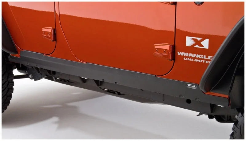 Bushwacker 07-18 Jeep Wrangler Unlimited Trail Armor Rocker Panel and Sill Plate Cover - Black - Side View