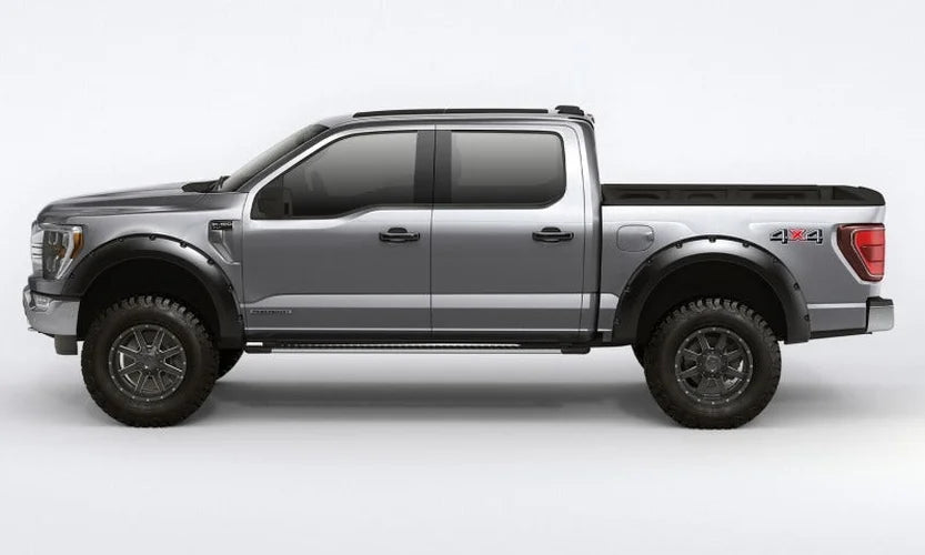 Bushwacker 11-16 Ford F-250 / F-350 Super Duty (Excl. Dually) Forge Style Flares 4pc - Black - Side View
