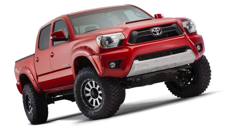 Bushwacker 12-15 Toyota Tacoma Fleetside Pocket Style Flares 4pc 73.5in Bed - Black - Back View