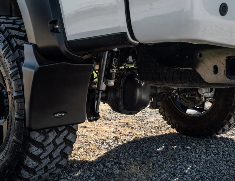Bushwacker 14-18 Chevrolet Silverado 1500 Trail Armor Rear Mud Flaps (Fits Pocket Style Flares) - Back View