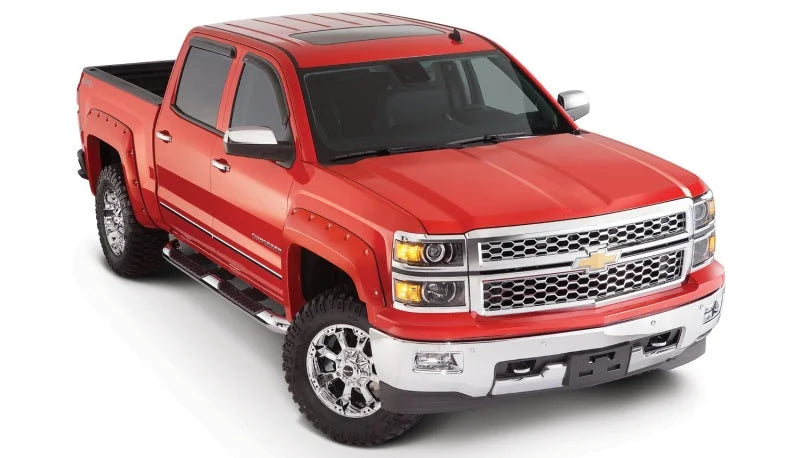 Bushwacker 14-18 Chevy Silverado 1500 Fleetside Pocket Style Flares 4pc - Black - Back View