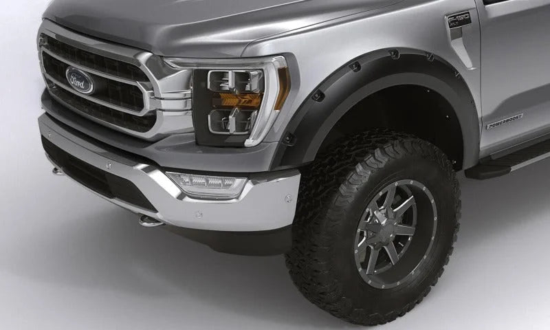 Bushwacker 17-21 Ford F-250 Super Duty Forge Style Flares 4pc - Black - Back View