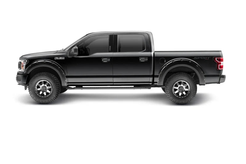 Bushwacker 18-20 Ford F-150 (Excl Models w/Tech Pkg) Pocket Style Flares 4pc - Agate Black Met - Side View