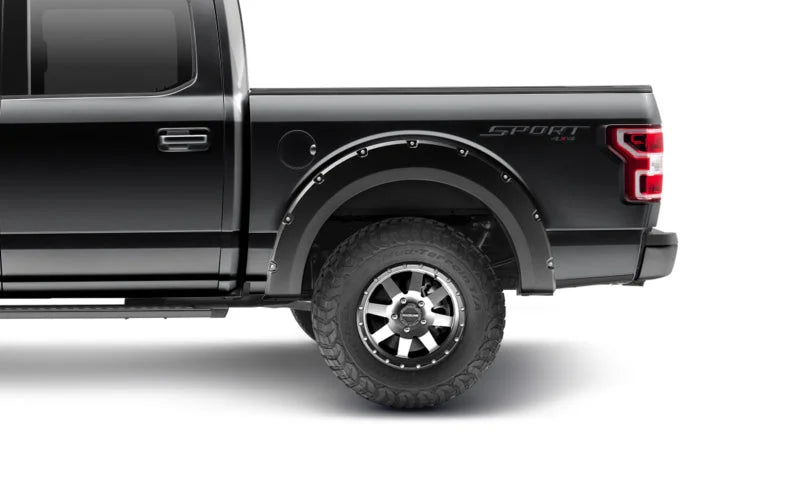 Bushwacker 18-20 Ford F-150 (Excl Models w/Tech Pkg) Pocket Style Flares 4pc - Agate Black Met - Back View