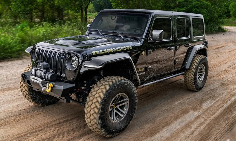 Bushwacker 18-21 Jeep Wrangler JL (2-Door & 4-Door) Flat Style Flares 4pc - Black - Side View