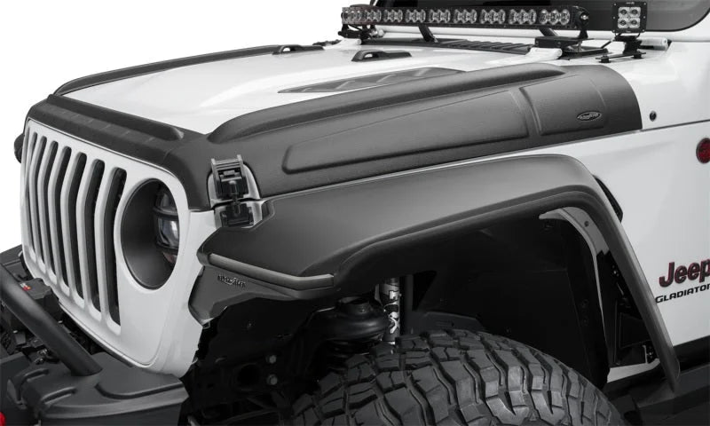 Bushwacker 18-22 Jeep Wrangler 2/4dr / 20-22 Jeep Gladiator Trail Armor Hood Armor (3pc) - Tex. Blk - Main Product View