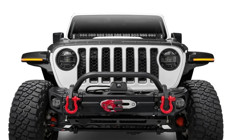 Bushwacker 18-22 Jeep Wrangler 2/4dr / 20-22 Jeep Gladiator Trail Armor Hood Armor (3pc) - Tex. Blk - Side View