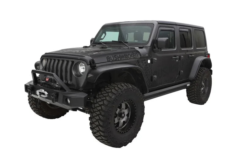 Bushwacker 2018+ Jeep Wrangler (JL) Unlimited Flat Style Flares 4pc - Black - Main Product View