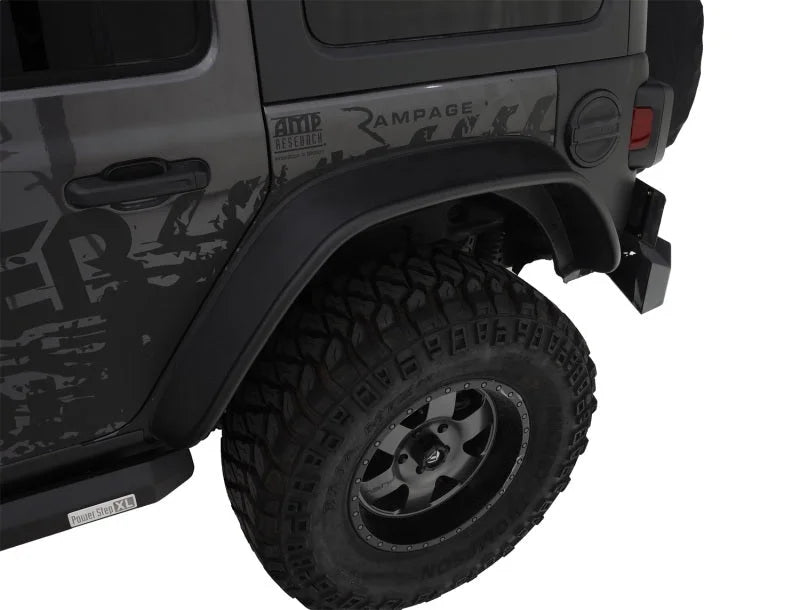 Bushwacker 2018+ Jeep Wrangler (JL) Unlimited Flat Style Flares 4pc - Black - Back View