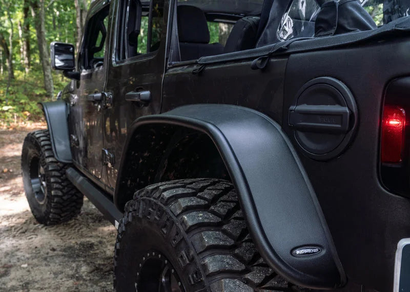 Bushwacker 2018+ Jeep Wrangler (JL) Unlimited Flat Style Flares 4pc - Black - Additional View 5