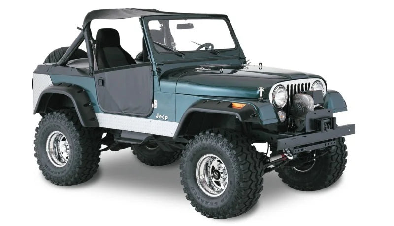 Bushwacker 59-83 Jeep CJ5 Cutout Style Flares 4pc - Black - Back View