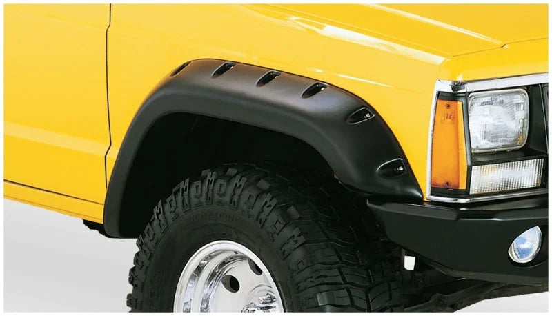Bushwacker 84-01 Jeep Cherokee Cutout Style Flares 4pc Fits 2-Door Sport Utility Only - Black - Back View