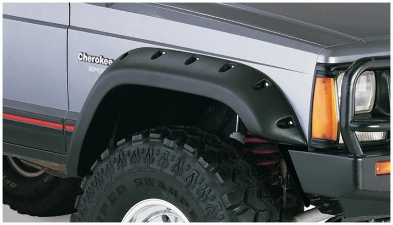 Bushwacker 84-01 Jeep Cherokee Cutout Style Flares 4pc Fits 4-Door Sport Utility Only - Black - Side View