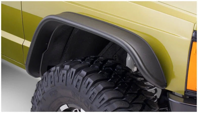 Bushwacker 84-01 Jeep Cherokee Flat Style Flares 4pc - Black - Installation View