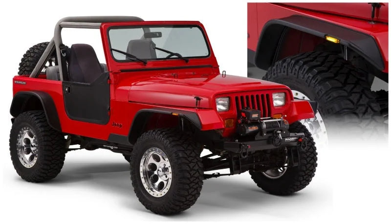 Bushwacker 87-95 Jeep Wrangler Flat Style Flares 4pc Excludes Renegade - Black - Main Product View