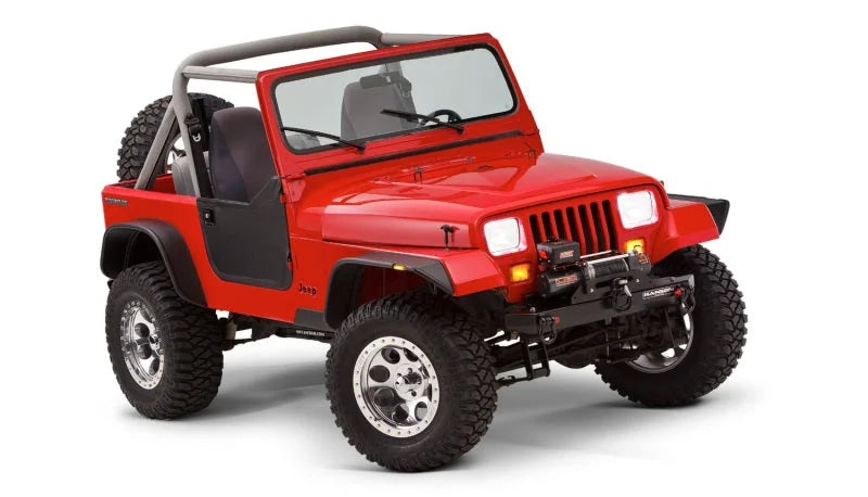 Bushwacker 87-95 Jeep Wrangler Flat Style Flares 4pc Excludes Renegade - Black - Back View
