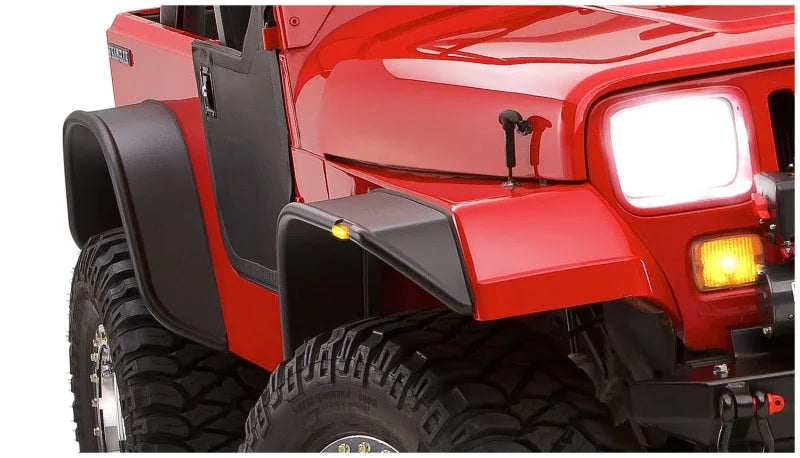 Bushwacker 87-95 Jeep Wrangler Flat Style Flares 4pc Excludes Renegade - Black - Installation View