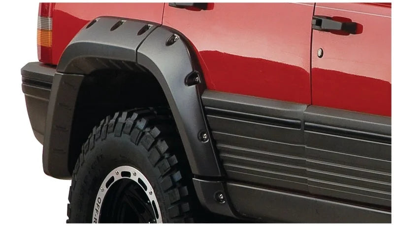 Bushwacker 93-98 Jeep Grand Cherokee Cutout Style Flares 4pc - Black - Back View