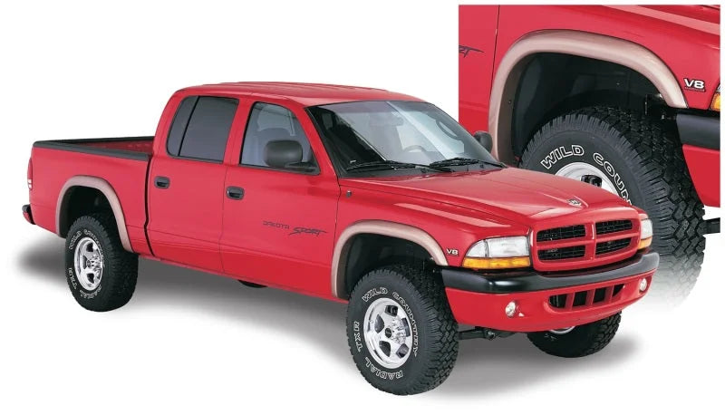 Bushwacker 97-04 Dodge Dakota Fleetside Extend-A-Fender Style Flares 4pc - Black - Side View