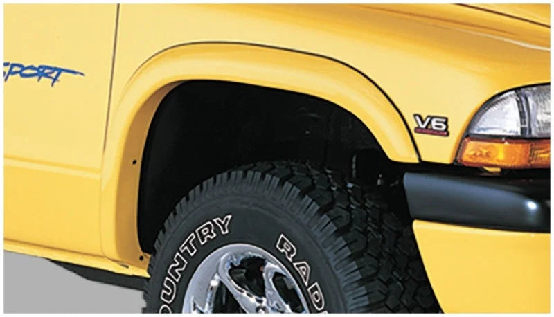 Bushwacker 97-04 Dodge Dakota Fleetside Extend-A-Fender Style Flares 4pc - Black - Back View