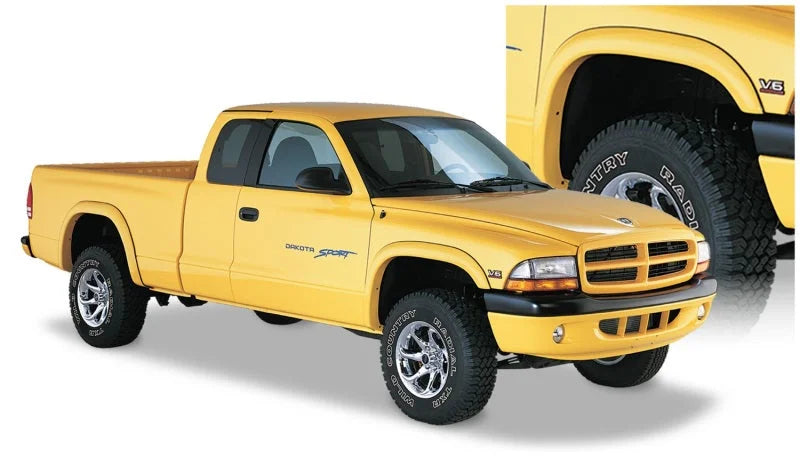 Bushwacker 97-04 Dodge Dakota Fleetside Extend-A-Fender Style Flares 4pc - Black - Additional View 10