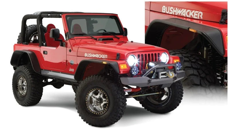 Bushwacker 97-06 Jeep Wrangler Flat Style Flares 4pc - Black - Main Product View
