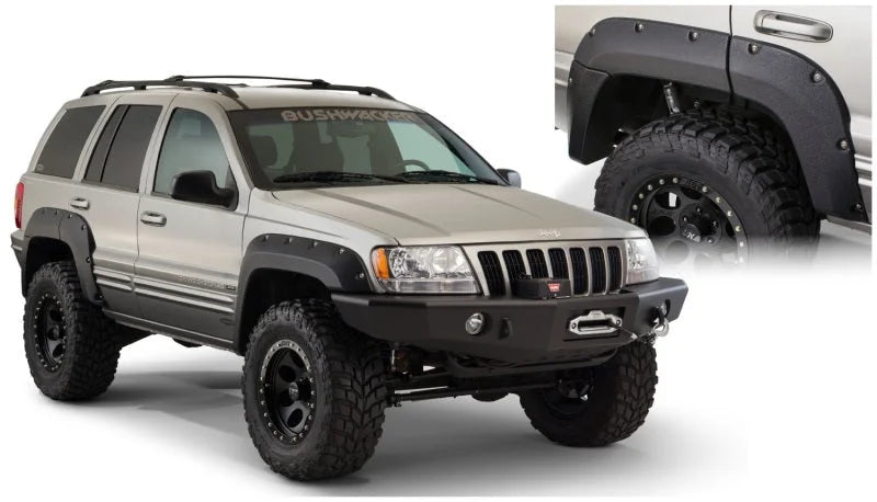 Bushwacker 99-04 Jeep Grand Cherokee Cutout Style Flares 2pc - Black - Main Product View