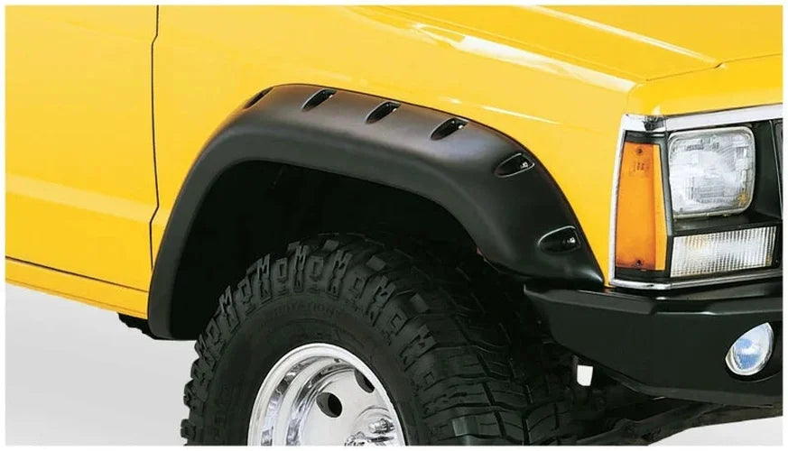 Bushwacker 84-01 Jeep Cherokee Cutout Style Flares 4pc Fits 2-Door Sport Utility Only - Black - Back View