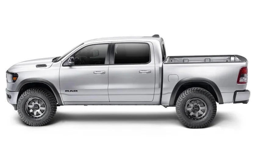 Bushwacker 19-22 Ram 1500 (Excl. Rebel/TRX) 67.4 & 76.3in Bed Extend-A-Fender Flares 4pc - Smth Blk - Side View