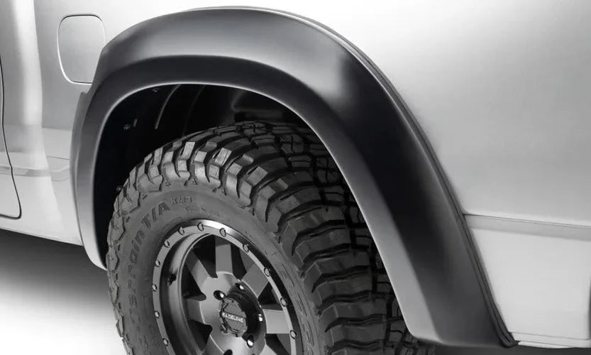 Bushwacker 19-22 Ram 1500 (Excl. Rebel/TRX) 67.4 & 76.3in Bed Extend-A-Fender Flares 4pc - Smth Blk - Back View