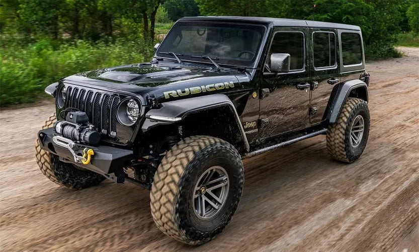 Bushwacker 18-21 Jeep Wrangler JL (2-Door & 4-Door) Flat Style Flares 4pc - Black - Side View