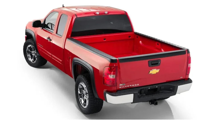 Bushwacker 07-13 Chevy Silverado 1500 Fleetside Bed Rail Caps 97.6in Bed - Black - Installation View